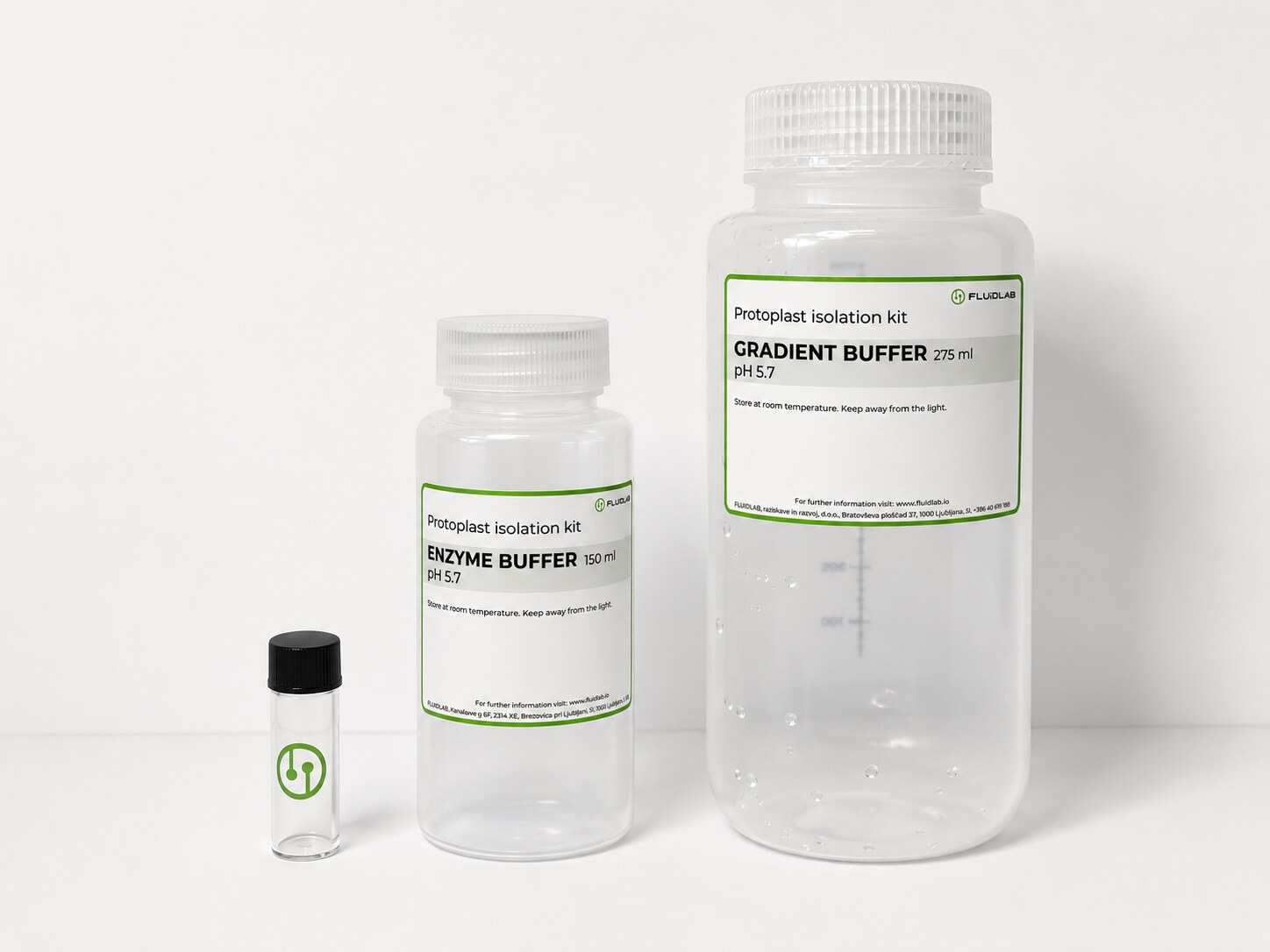 Enzyme mix, enzyme buffer and gradient buffer included in the FluidLab kit