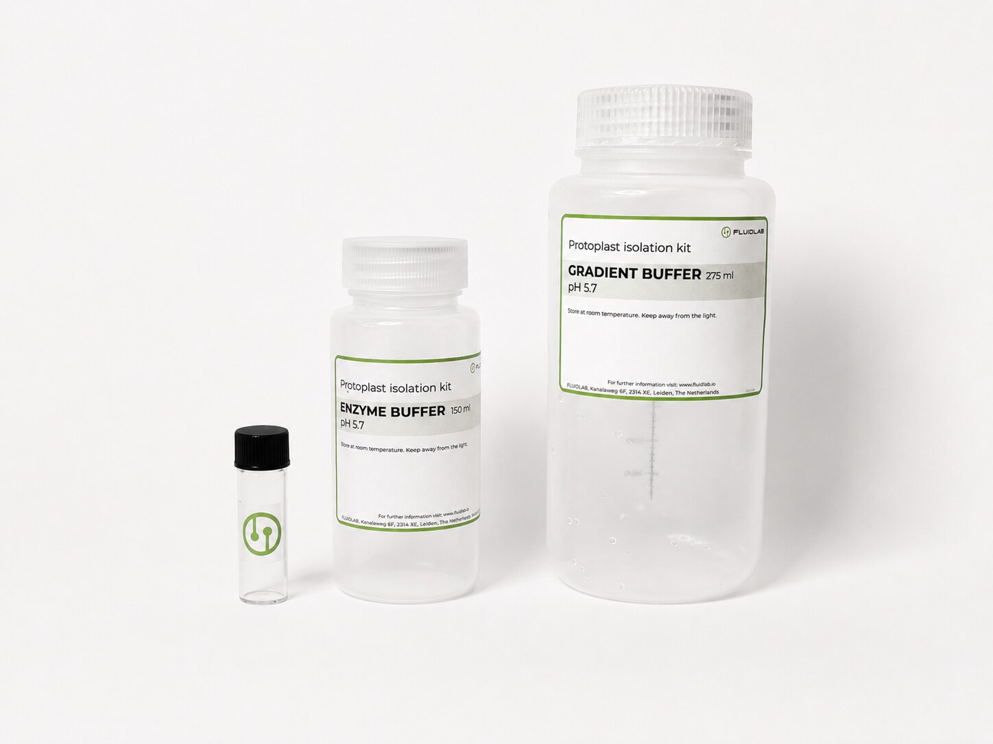 FluidLab protoplast isolation kit with enzyme mix, enzyme buffer and gradient buffer